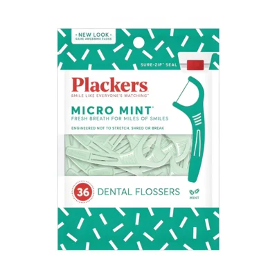 ไหมขัดฟันแบบมีด้ามจับ Plackers Flosser Micro Mint 36 ชิ้น