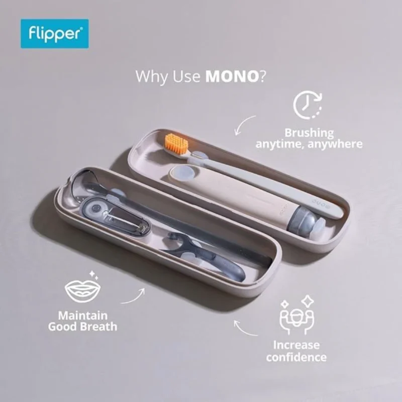 Flipper MONO | ชุดดูแลช่องปากสำหรับพกพา 4 in 1 | แปรงสีฟัน-ยาสีฟัน-ที่กวาดลิ้น-ไหมขัดฟัน - Image 8